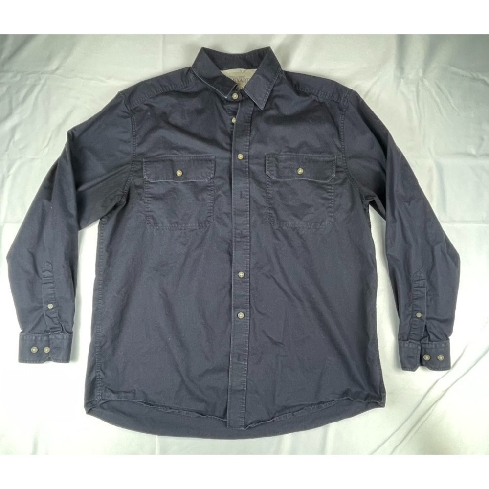 R.M. Williams Stockyard Shirt Mens Button Front Dark BLUE Long Sleeve Western LG